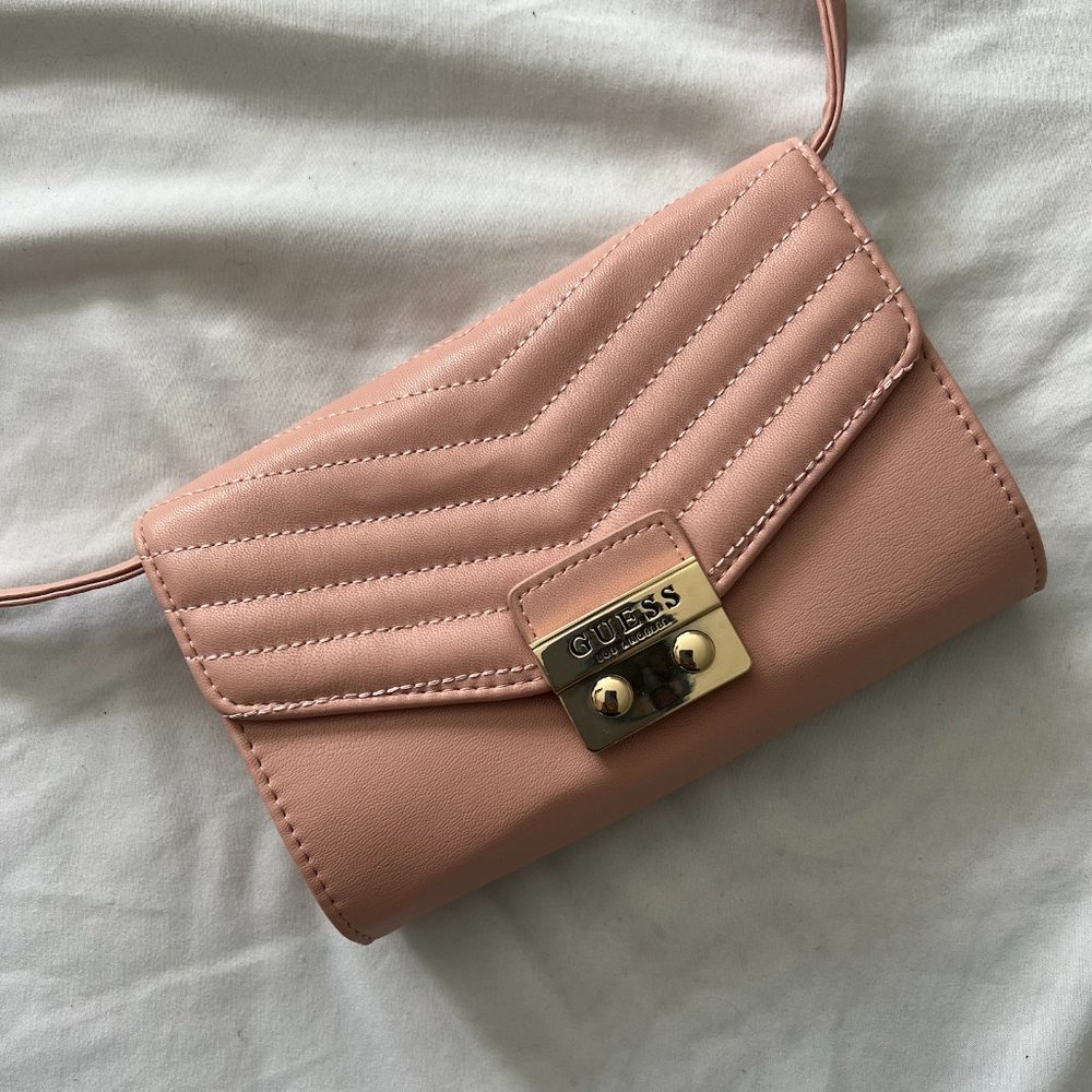 GUESS Pink Leather Small Crossbody Purse